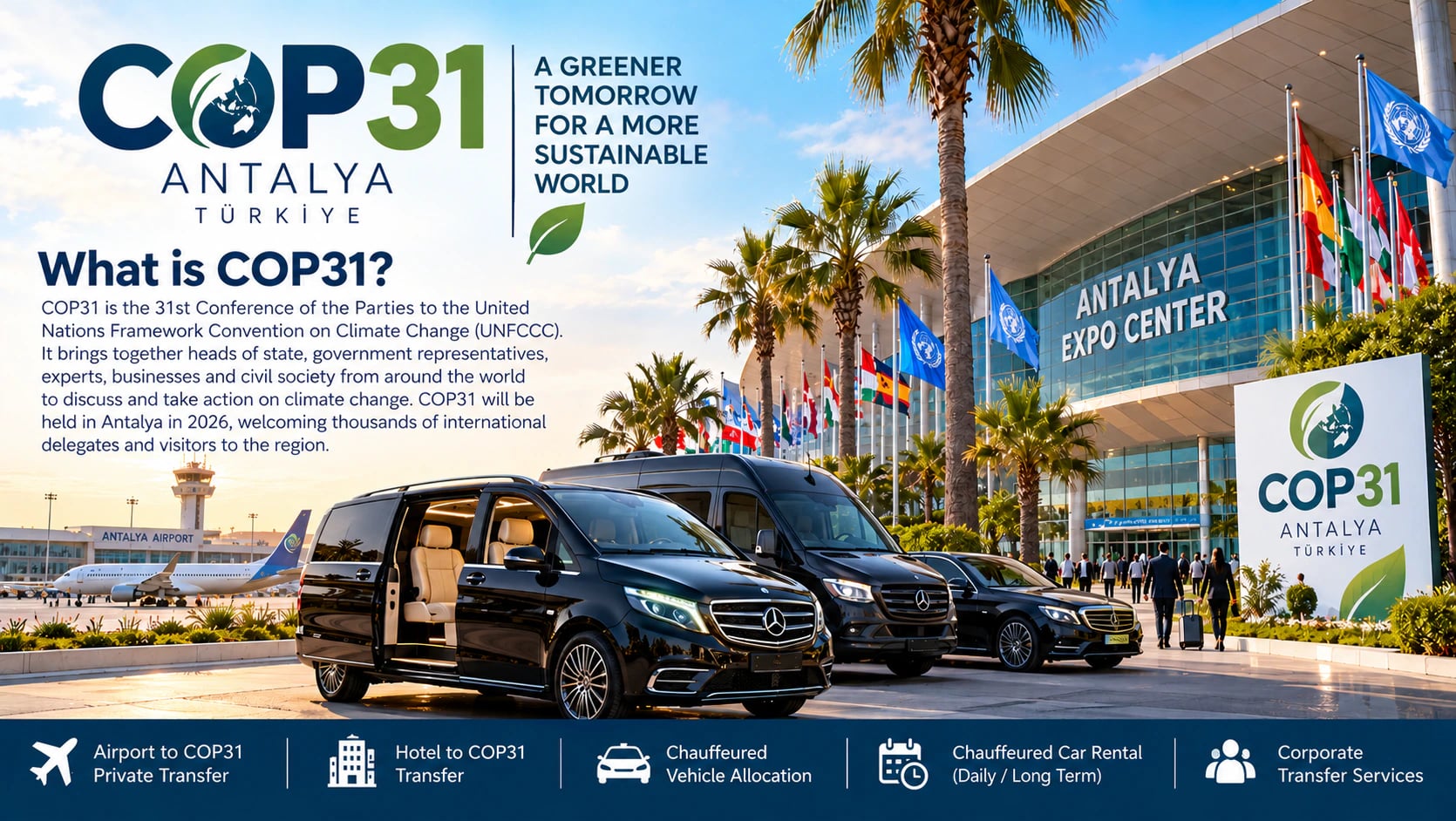 COP31 Antalya 2026: EXPO Anreise, VIP-Transfers und Chauffeurservice
